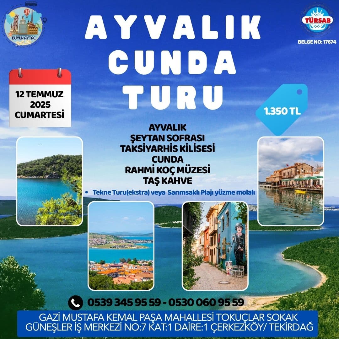 Ayvalık-Cunda Adası Günübirlik Tur - 12 Temmuz