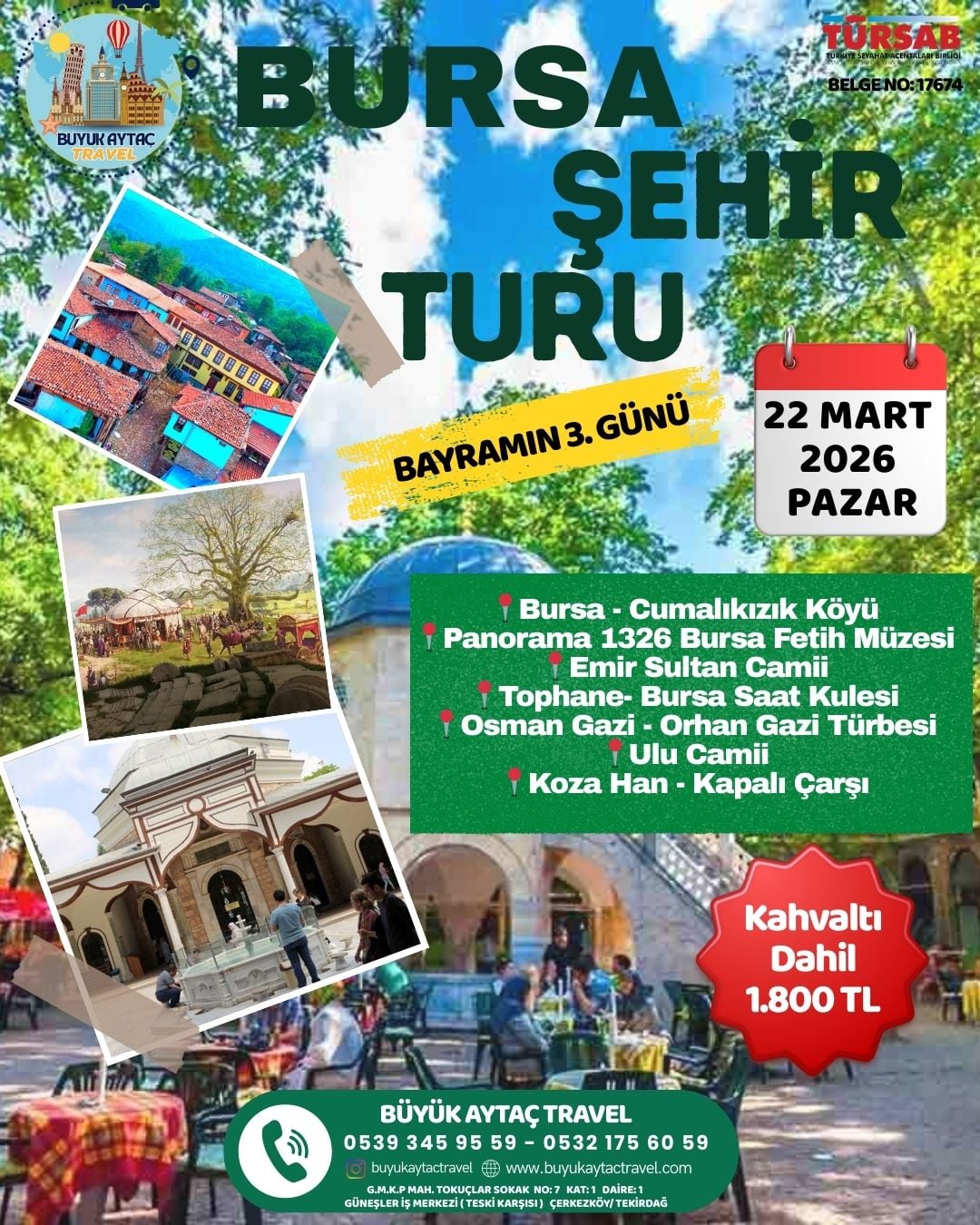 Bursa Şehir Turu - Bursa - 1 Gün (Günübirlik) - Büyük Aytaç Travel Turu