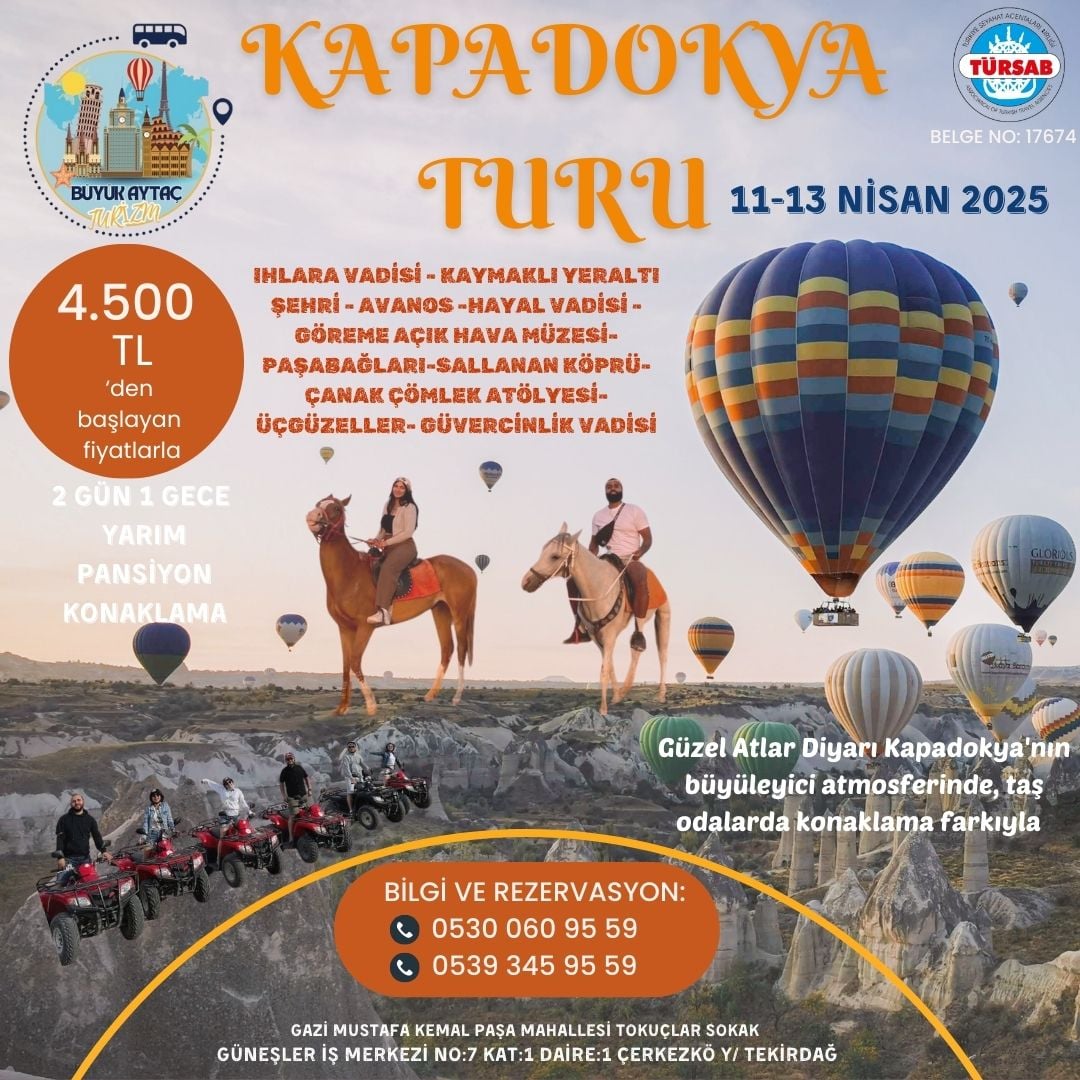 Kapadokya Turu - 2 Gün 1 Gece - Kapadokya - 2 gün 1 gece - Büyük Aytaç Travel Turu