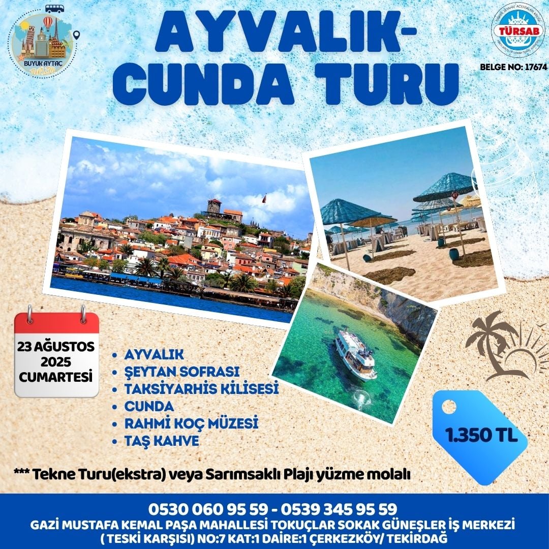 Ayvalık-Cunda Turu - Ayvalık, Cunda Adası - 1 Gün - Büyük Aytaç Travel Turu