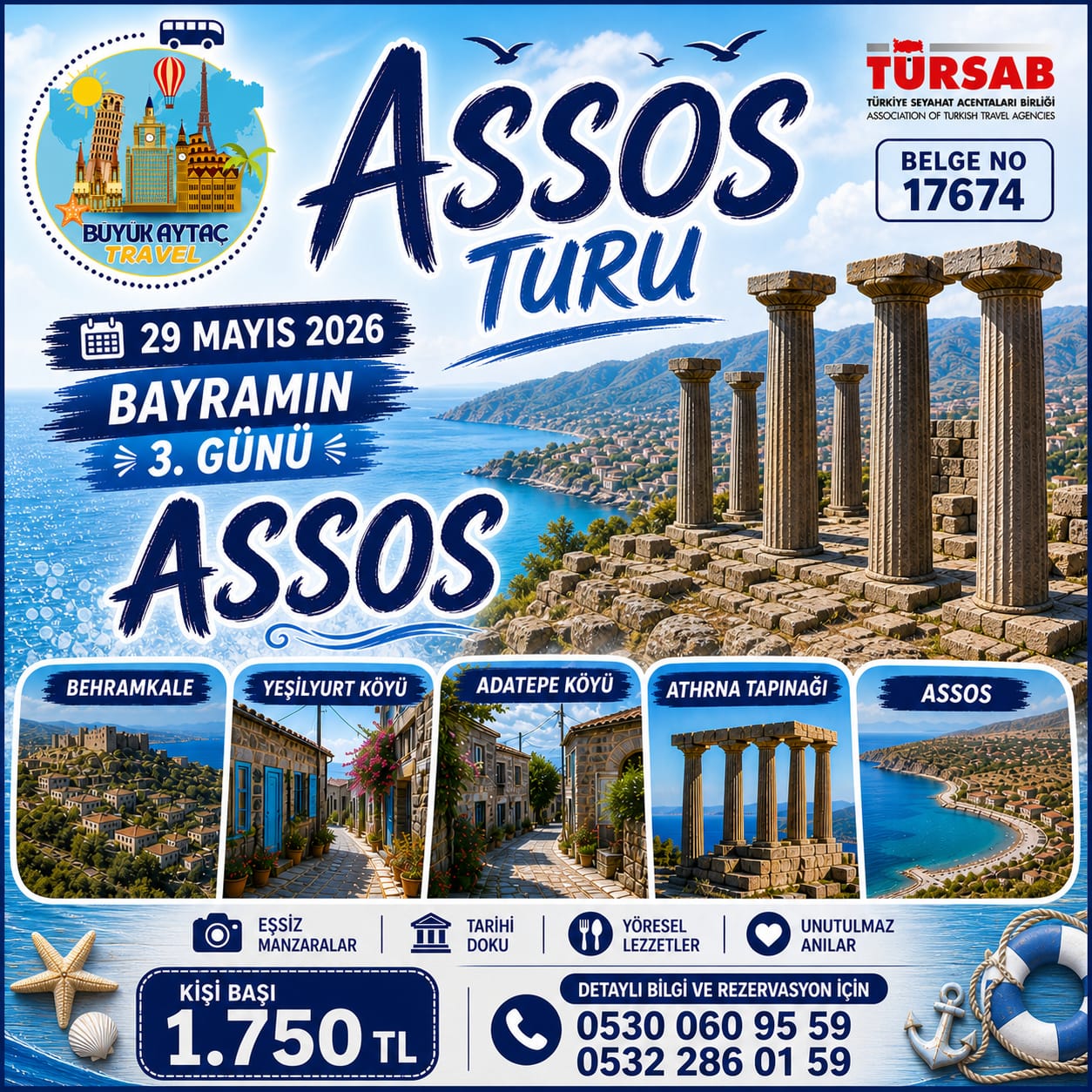 ASSOS TURU - Assos, Behramkale, Yeşilyurt, Adatepe, Athena Tapınağı - 1 Gün (Günübirlik) - Büyük Aytaç Travel Turu