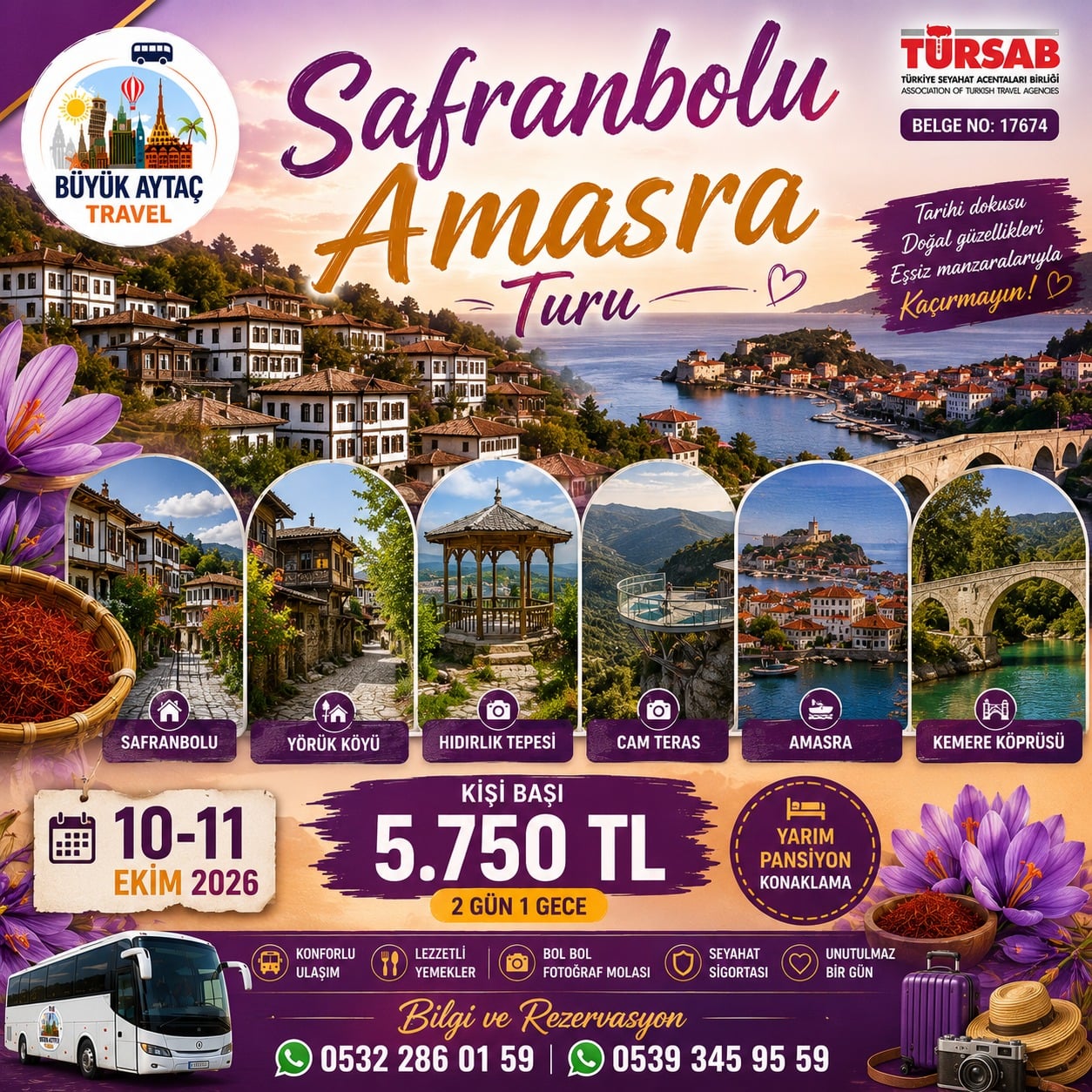 Safranbolu Amasra Turu - 10-11 Ekim 2026 - Safranbolu, Amasra, Yörük Köyü, Cam Teras, Bartın - 2 Gün 1 Gece - Büyük Aytaç Travel Turu